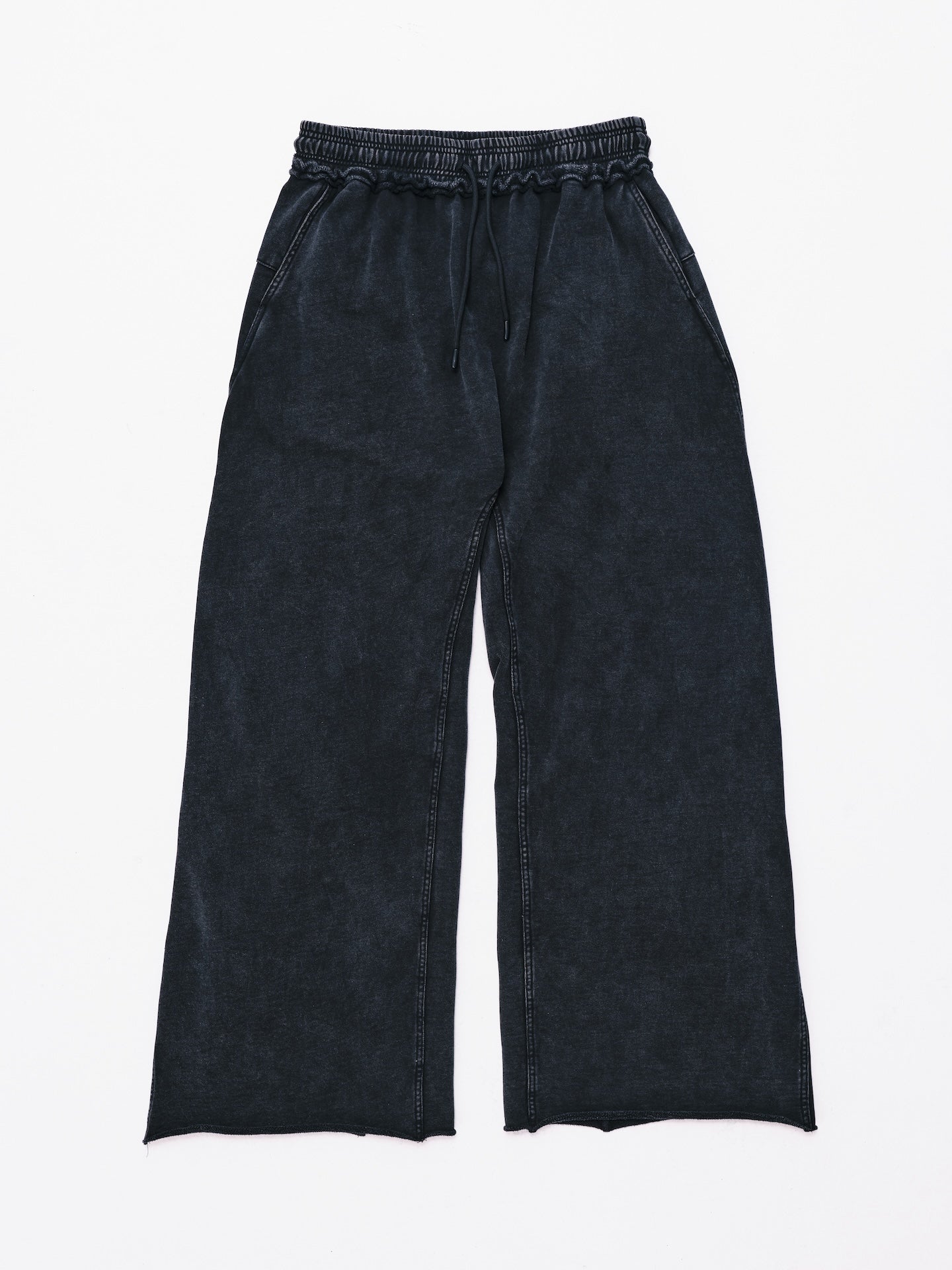 WASHED WIDE LEG SWEATPANTS BLACK