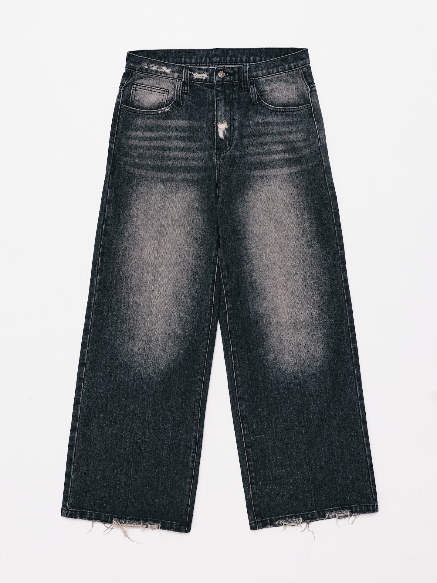 WIDE LEG DENIM JEANS BLACK