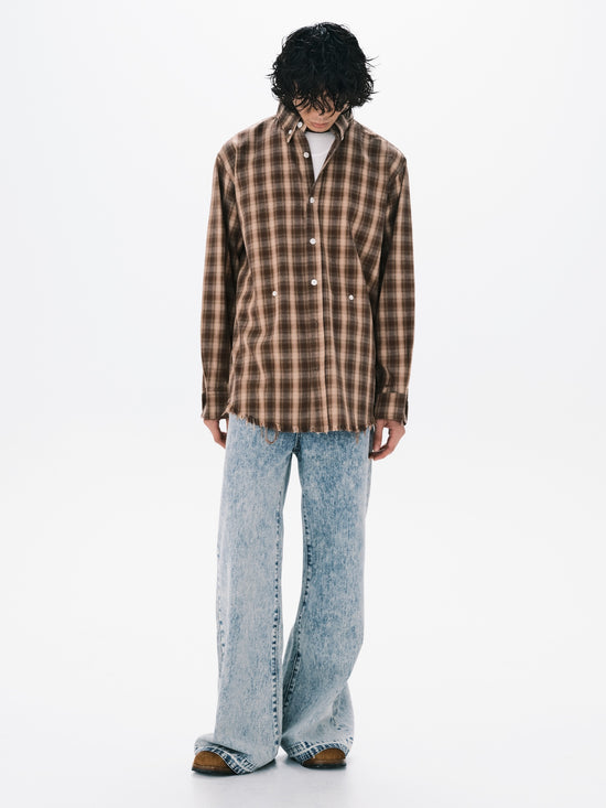 3W CHECK SHIRT BROWN