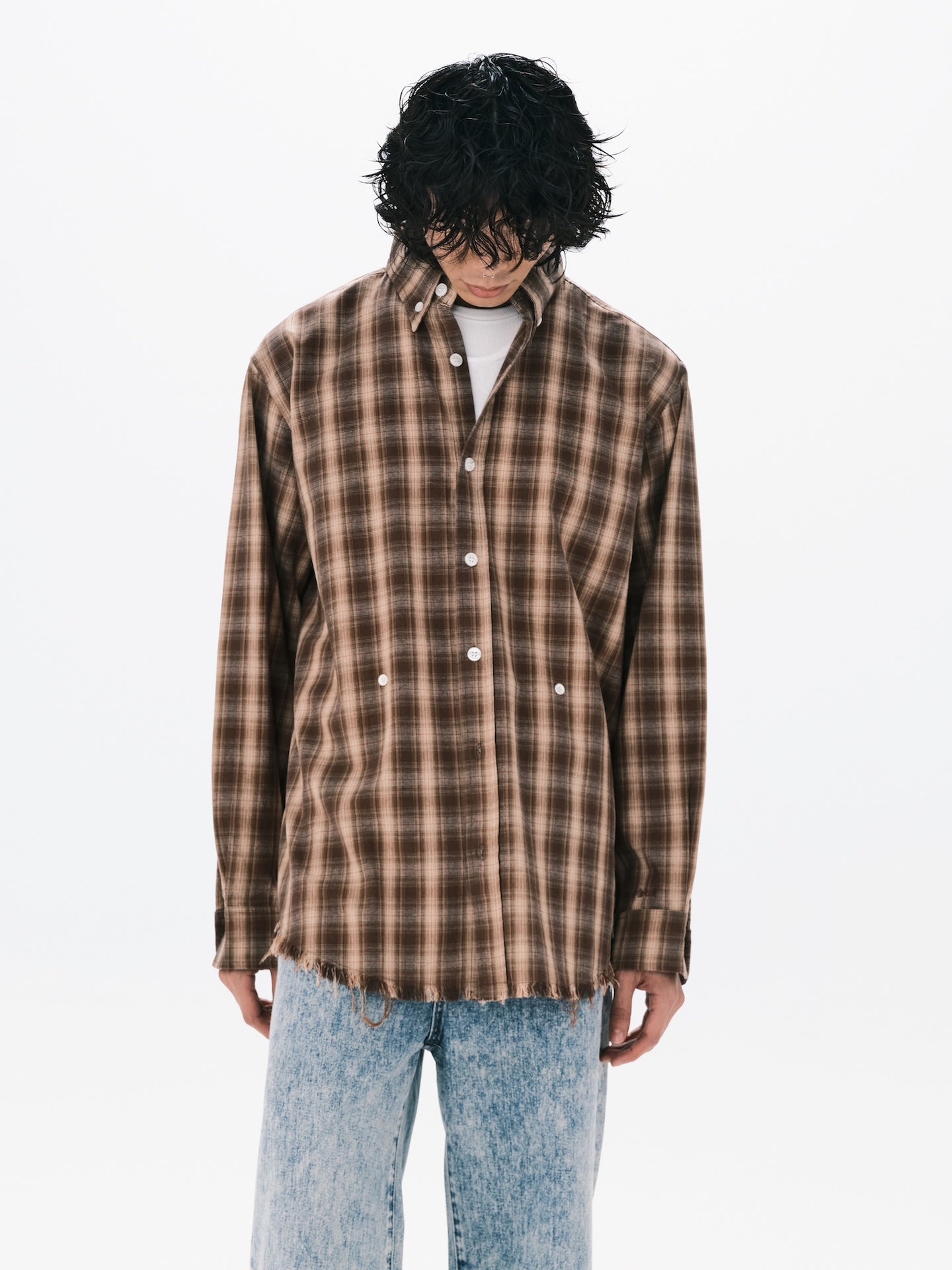 3W CHECK SHIRT BROWN