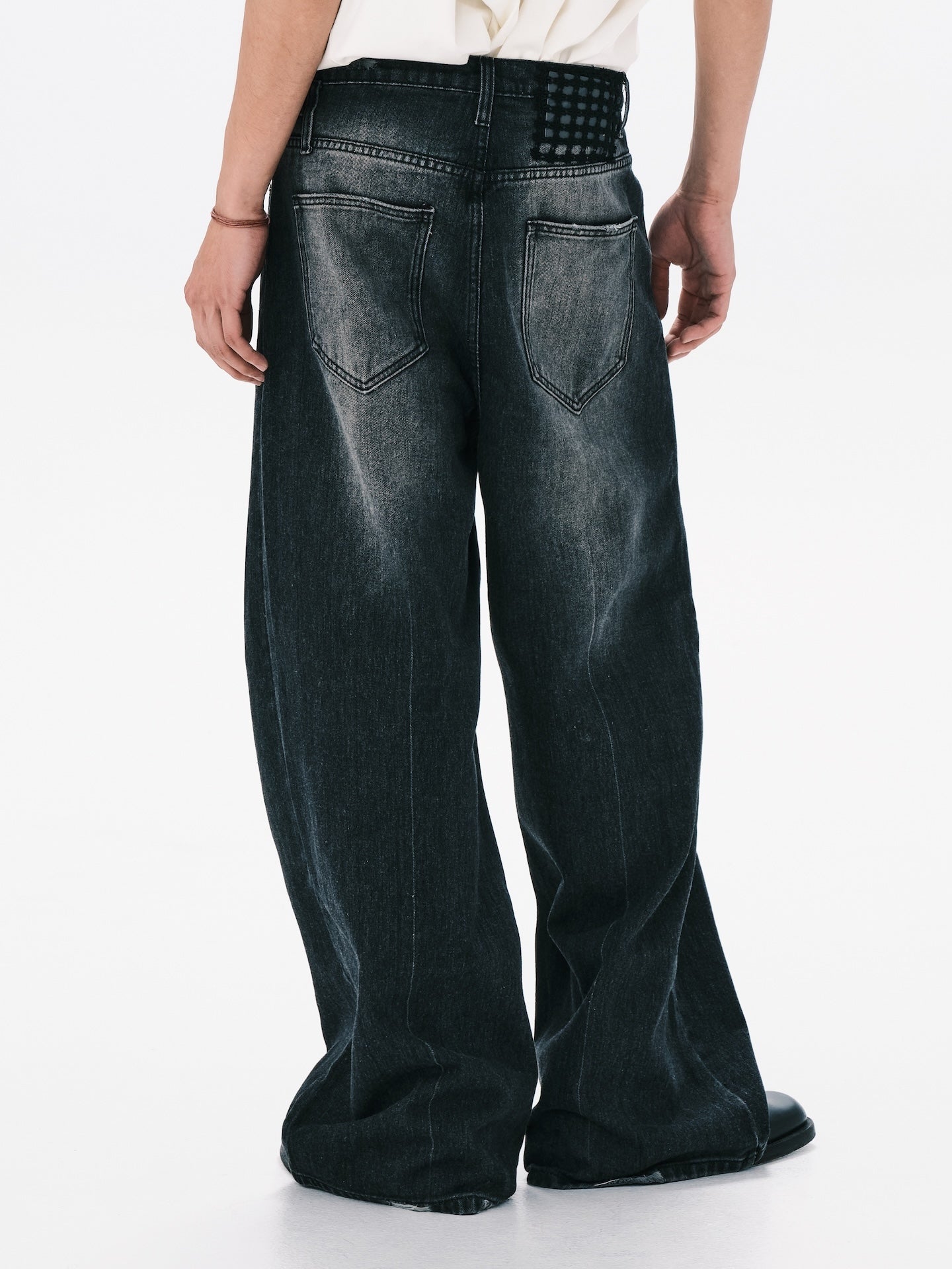 WIDE LEG DENIM JEANS BLACK